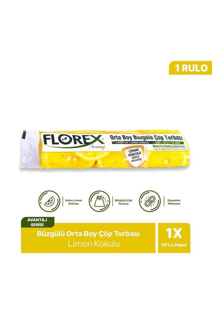 Avantaj Seri Limon Kokulu Büzgülü Orta Boy Çöp Poşeti X 1 Rulo'ın resmi