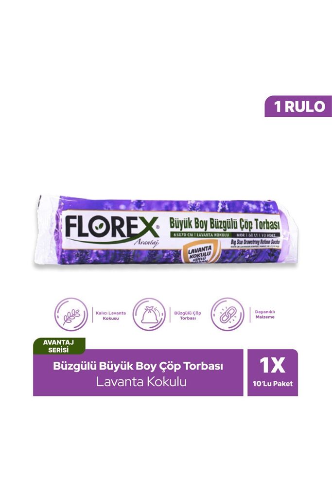 Avantaj Seri Lavanta Kokulu Büzgülü Büyük Boy Çöp Poşeti X 1 Rulo'ın resmi
