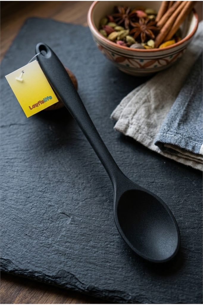 Silikon Mutfak Kaşığı 27 Cm | 5,5 Cm Geniş Yüzeyli Yemek Ve Servis Kaşığı Vsl-985'ın resmi